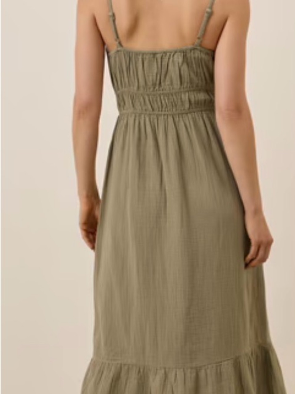 Pact Women’s Olive Green Maxi Sundress with Spaghetti Straps - Picture 2 of 10